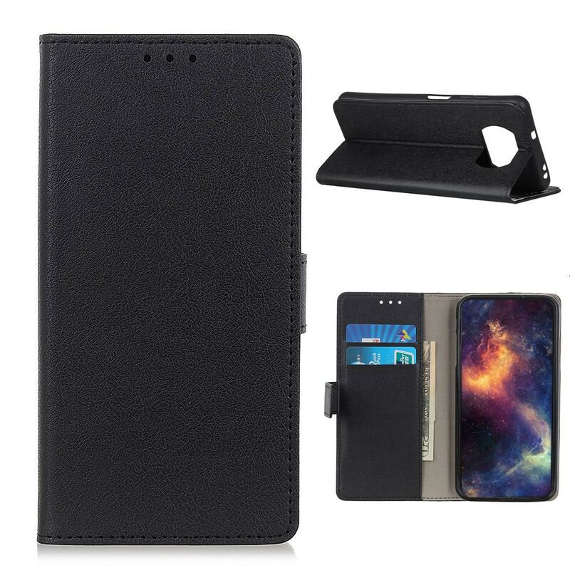Capa Flip Para Poco X3 / X3 Pro / X3 NFC Efeito Couro Brilhante Simples