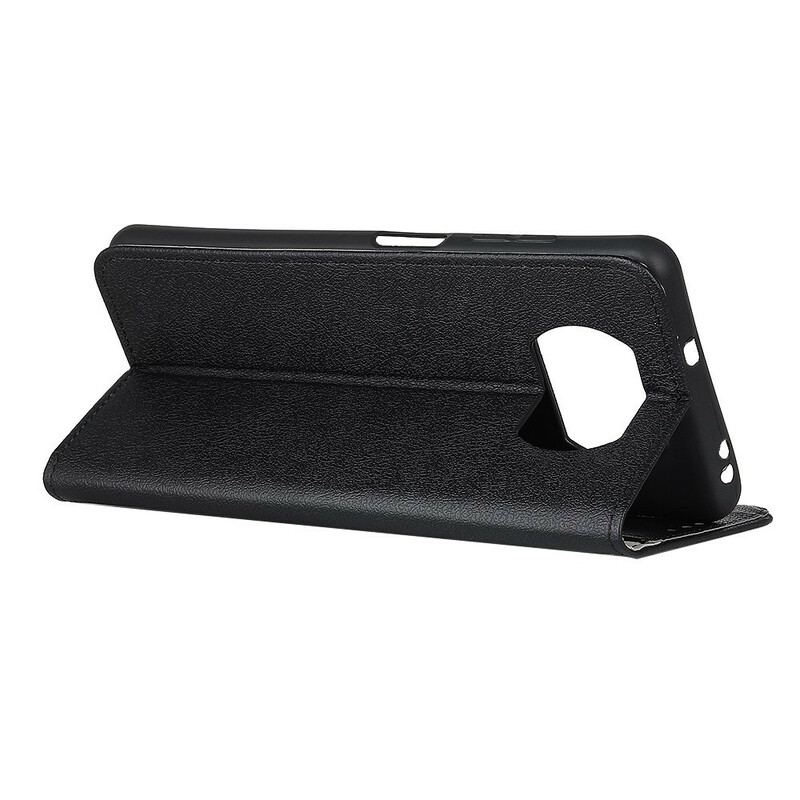 Capa Flip Para Poco X3 / X3 Pro / X3 NFC Efeito Couro Brilhante Simples