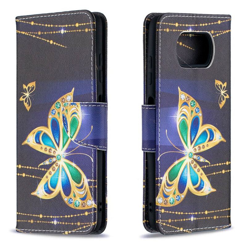 Capa Folio Para Poco X3 / X3 Pro / X3 NFC Borboletas Mágicas