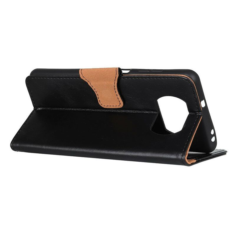 Capa Folio Para Poco X3 / X3 Pro / X3 NFC Fecho Reversível De Couro Rachado