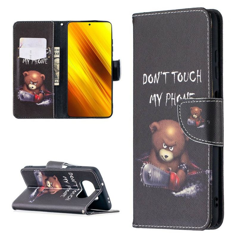 Capa Folio Para Poco X3 / X3 Pro / X3 NFC Urso Perigoso