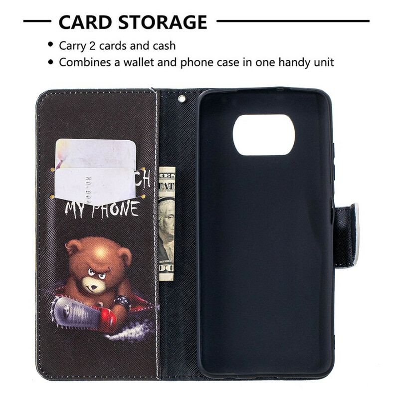 Capa Folio Para Poco X3 / X3 Pro / X3 NFC Urso Perigoso