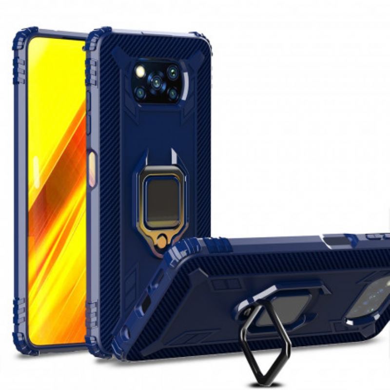 Capa Para Poco X3 / X3 Pro / X3 NFC Anel E Fibra De Carbono