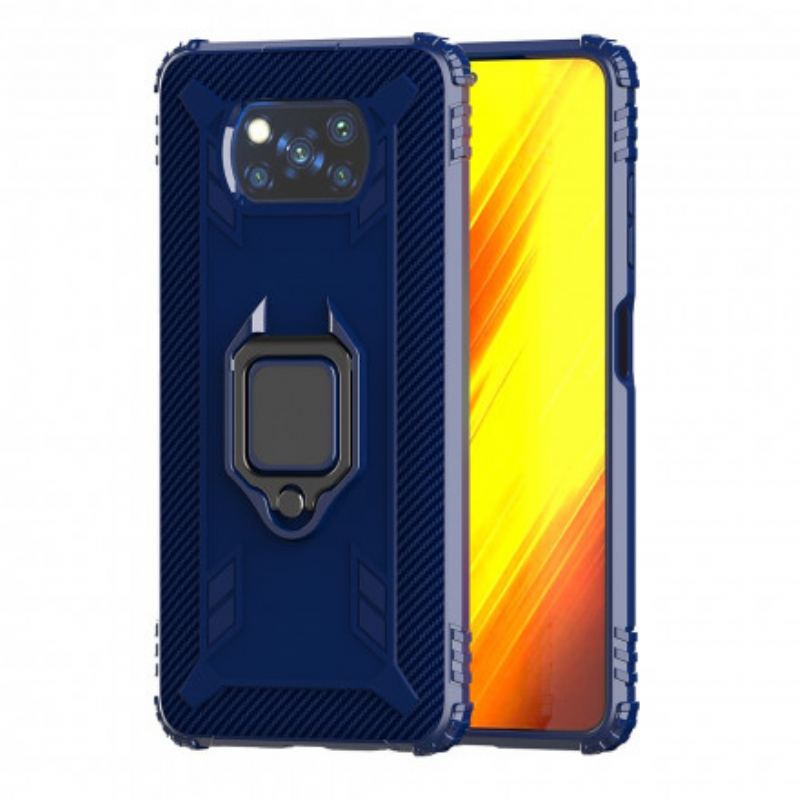 Capa Para Poco X3 / X3 Pro / X3 NFC Anel E Fibra De Carbono