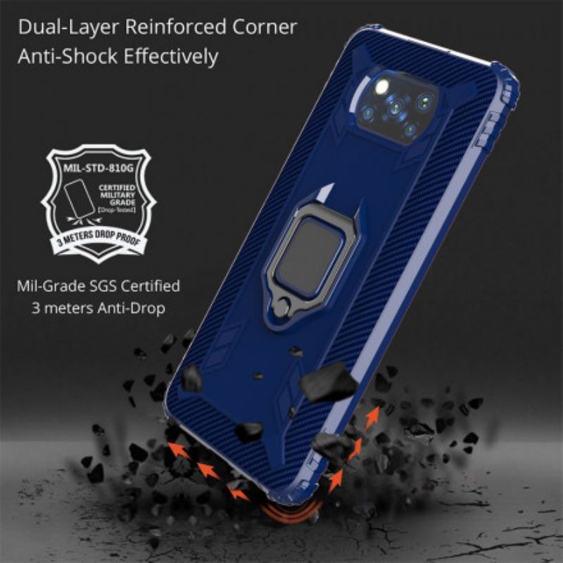Capa Para Poco X3 / X3 Pro / X3 NFC Anel E Fibra De Carbono