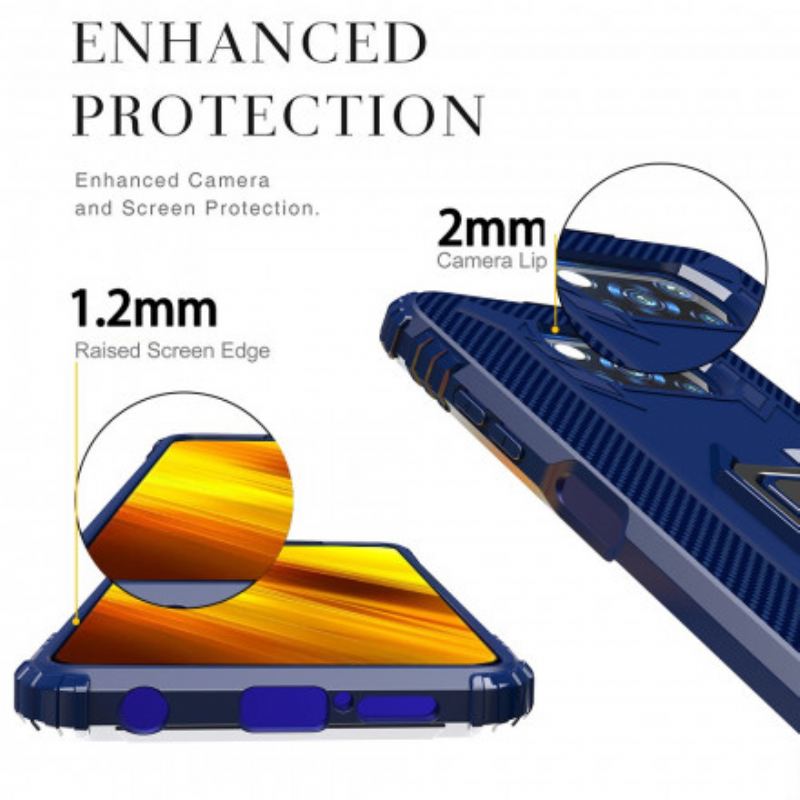 Capa Para Poco X3 / X3 Pro / X3 NFC Anel E Fibra De Carbono