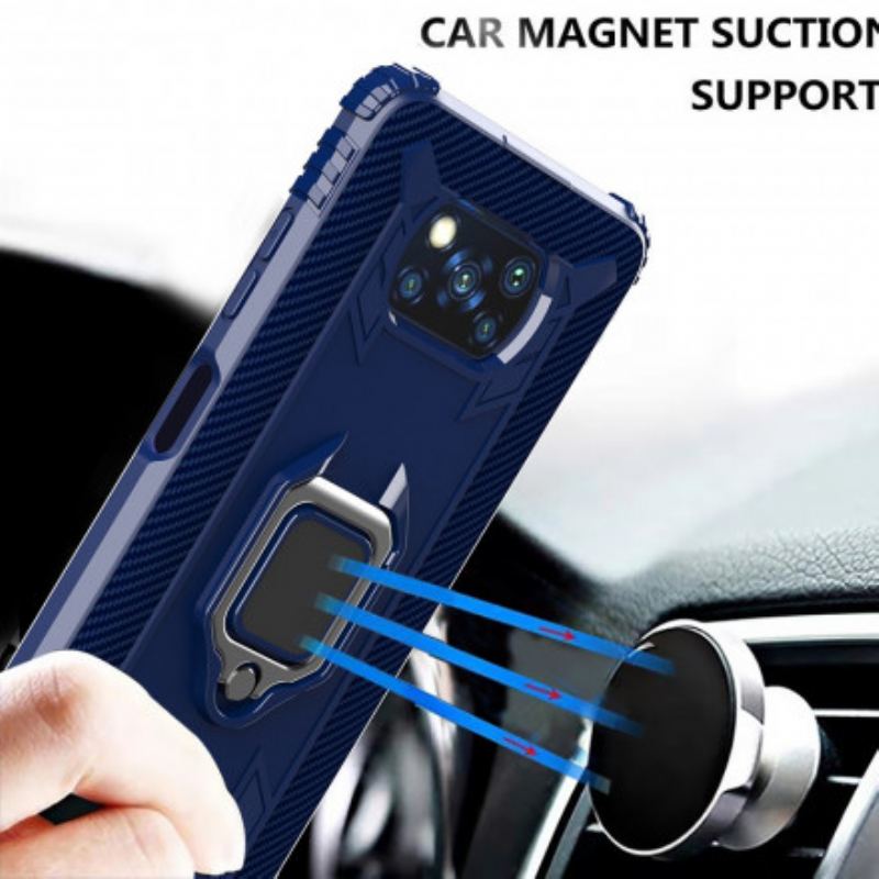 Capa Para Poco X3 / X3 Pro / X3 NFC Anel E Fibra De Carbono