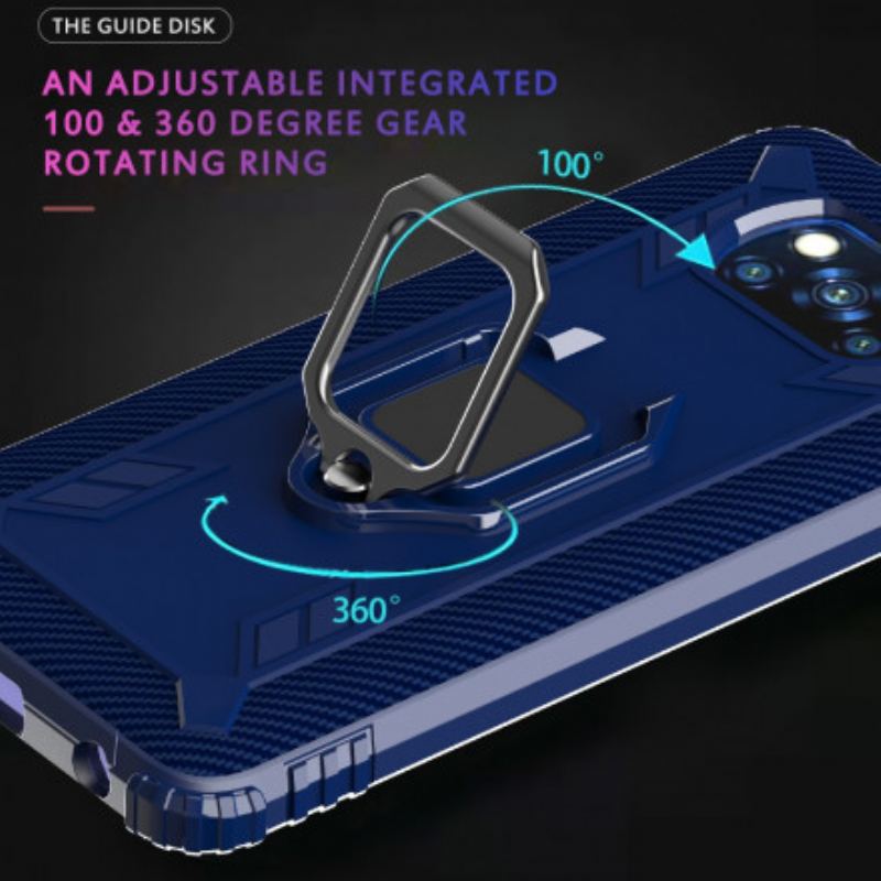 Capa Para Poco X3 / X3 Pro / X3 NFC Anel E Fibra De Carbono