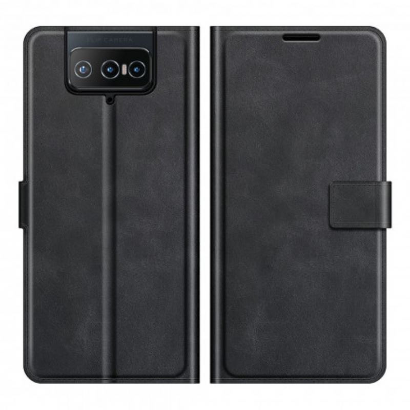 Capa De Couro Para Asus Zenfone 8 Flip Couro Sintético Fino