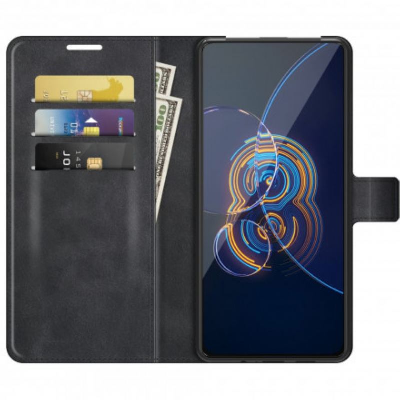 Capa De Couro Para Asus Zenfone 8 Flip Couro Sintético Fino