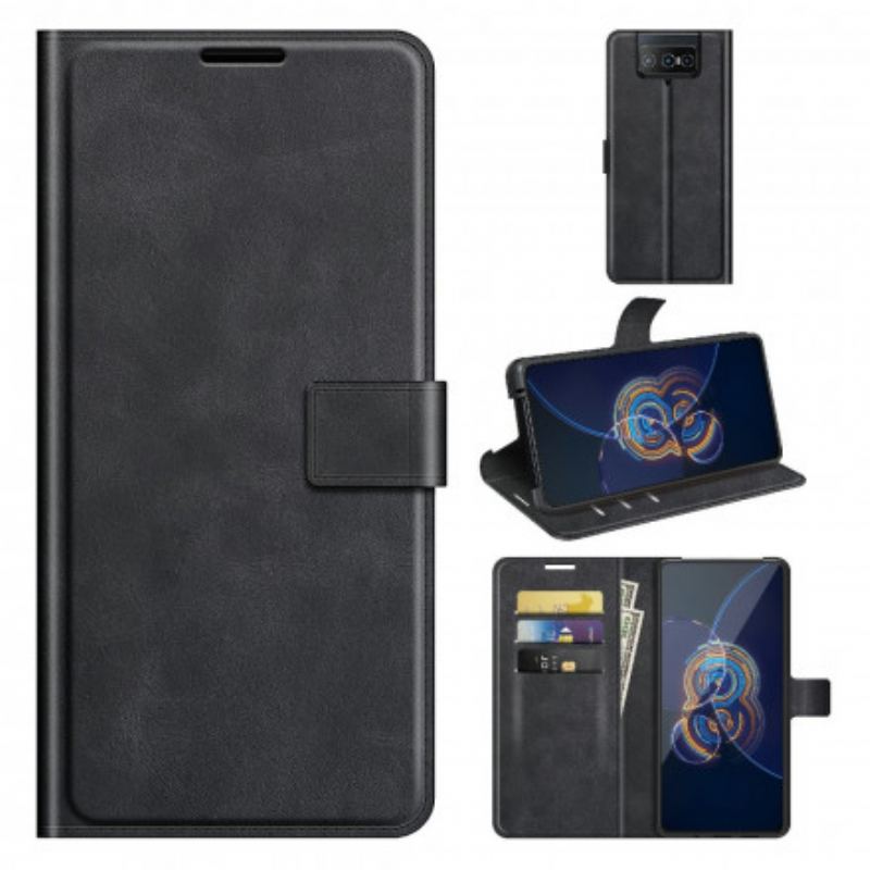 Capa De Couro Para Asus Zenfone 8 Flip Couro Sintético Fino