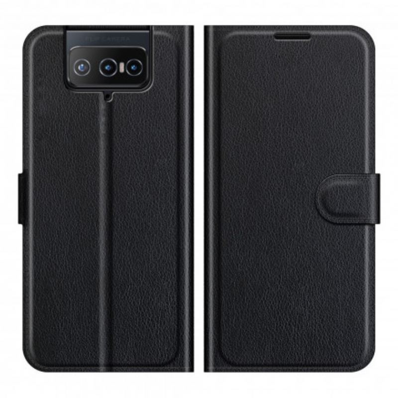 Capa Flip Para Asus Zenfone 8 Flip De Couro Couro Falso Clássico