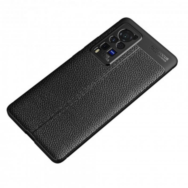 Capa Para Vivo X60 Pro Linha Dupla Efeito Couro Litchi