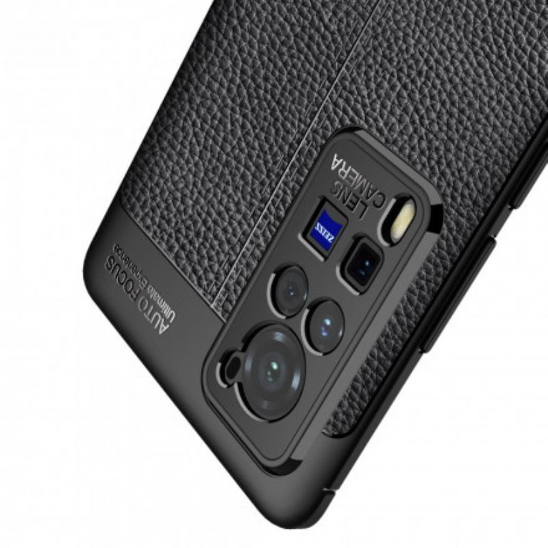 Capa Para Vivo X60 Pro Linha Dupla Efeito Couro Litchi