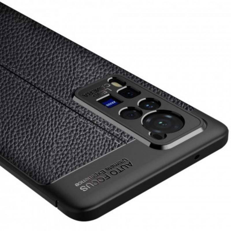 Capa Para Vivo X60 Pro Linha Dupla Efeito Couro Litchi