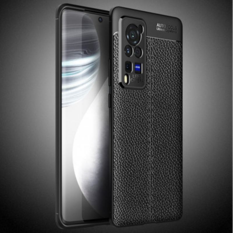 Capa Para Vivo X60 Pro Linha Dupla Efeito Couro Litchi