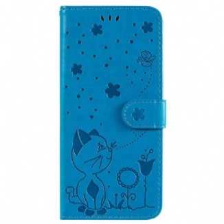 Capa Flip Para Poco F4 GT Gato E Abelhas