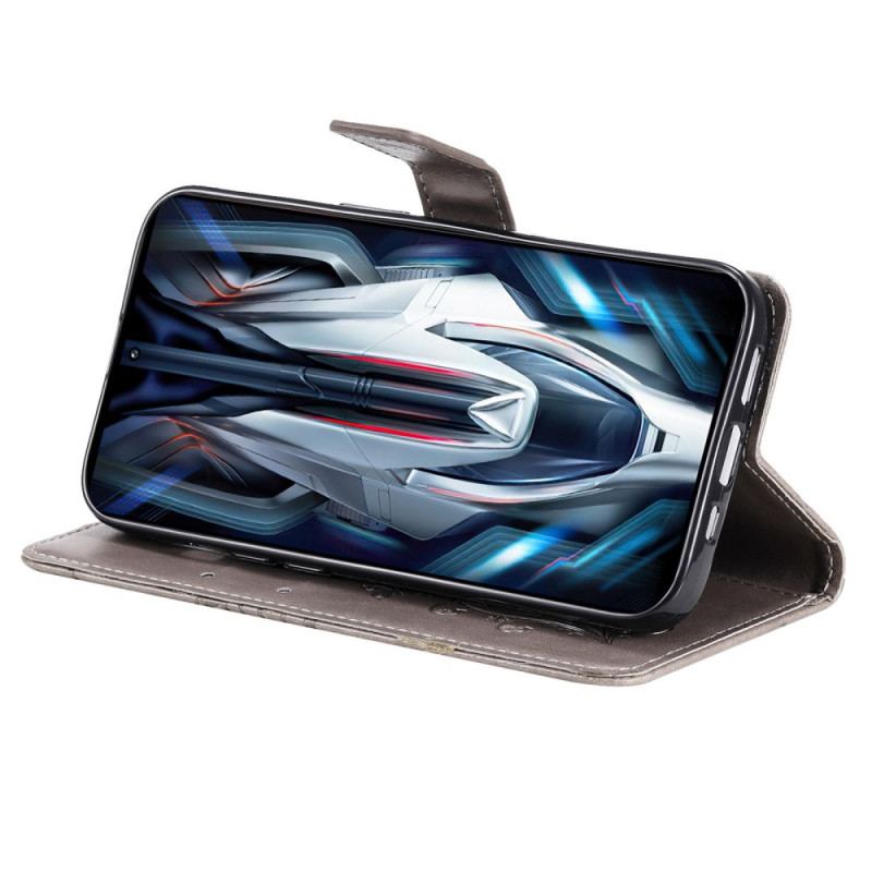 Capa Folio Para Poco F4 GT De Cordão Borboletas Gigantes