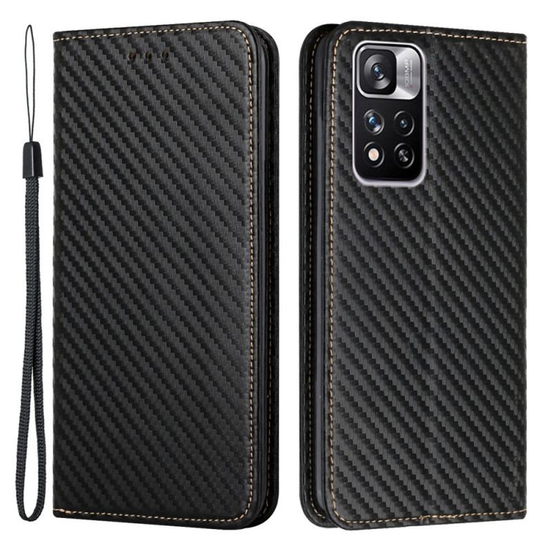 Capa De Celular Para Xiaomi Redmi Note 11 Pro Plus 5G De Cordão Flip Correia De Fibra De Carbono