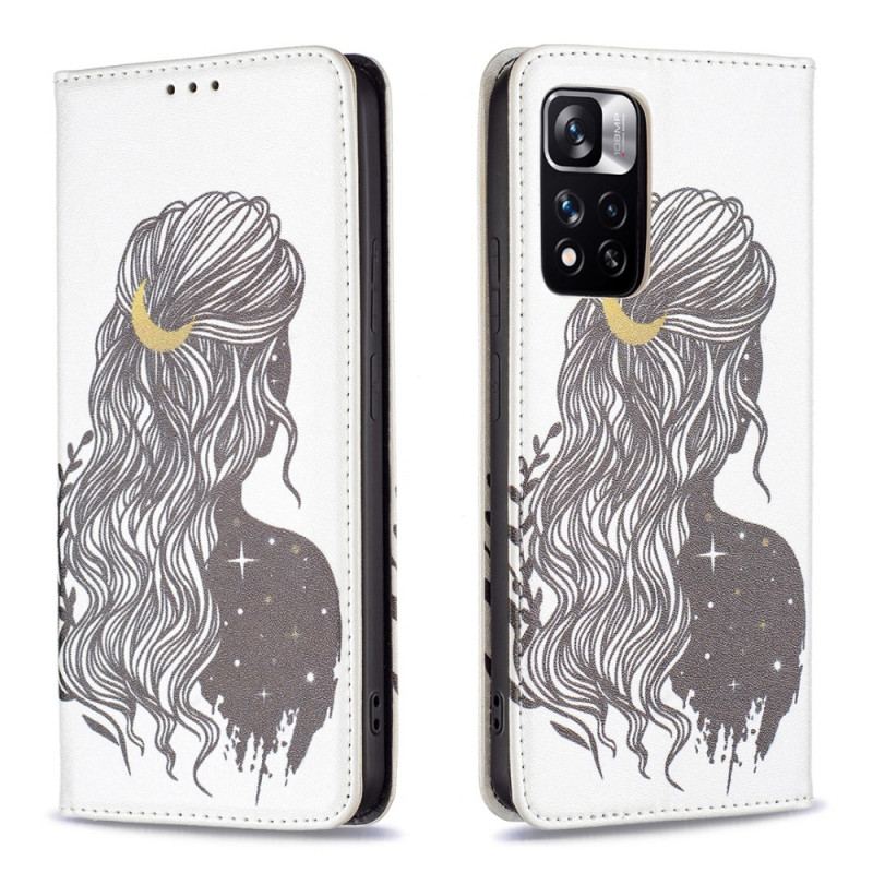 Capa De Celular Para Xiaomi Redmi Note 11 Pro Plus 5G Flip Cabelo Bonito