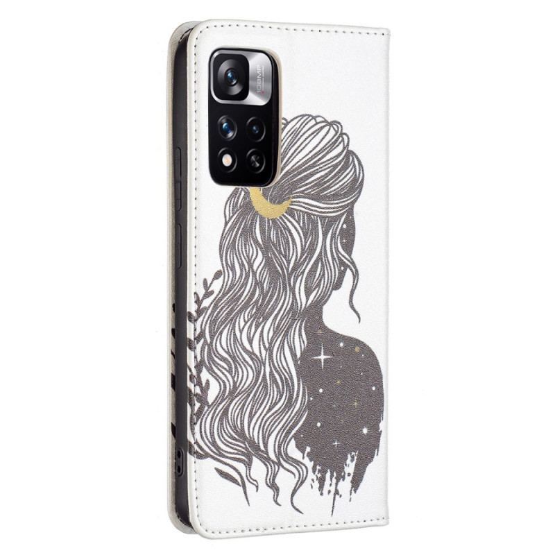 Capa De Celular Para Xiaomi Redmi Note 11 Pro Plus 5G Flip Cabelo Bonito
