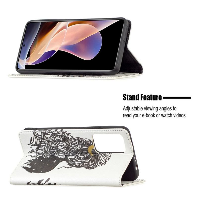 Capa De Celular Para Xiaomi Redmi Note 11 Pro Plus 5G Flip Cabelo Bonito