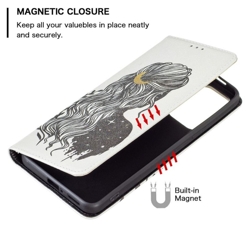 Capa De Celular Para Xiaomi Redmi Note 11 Pro Plus 5G Flip Cabelo Bonito