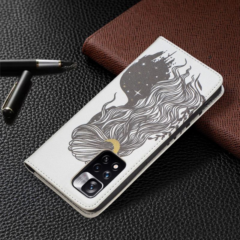 Capa De Celular Para Xiaomi Redmi Note 11 Pro Plus 5G Flip Cabelo Bonito