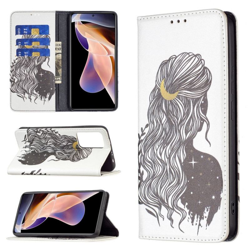 Capa De Celular Para Xiaomi Redmi Note 11 Pro Plus 5G Flip Cabelo Bonito