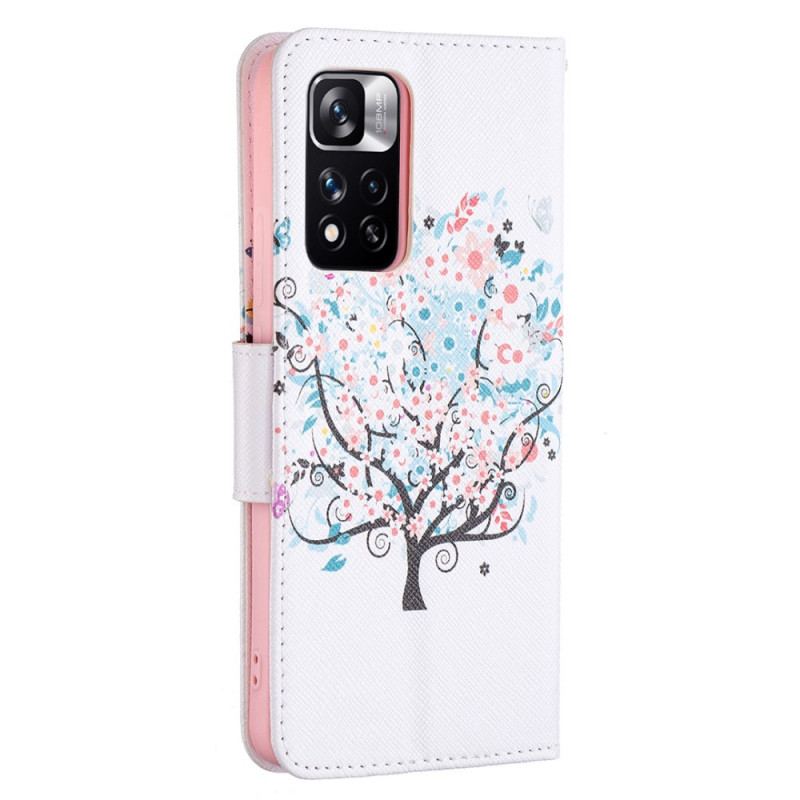 Capa De Couro Para Xiaomi Redmi Note 11 Pro Plus 5G Árvore Florida