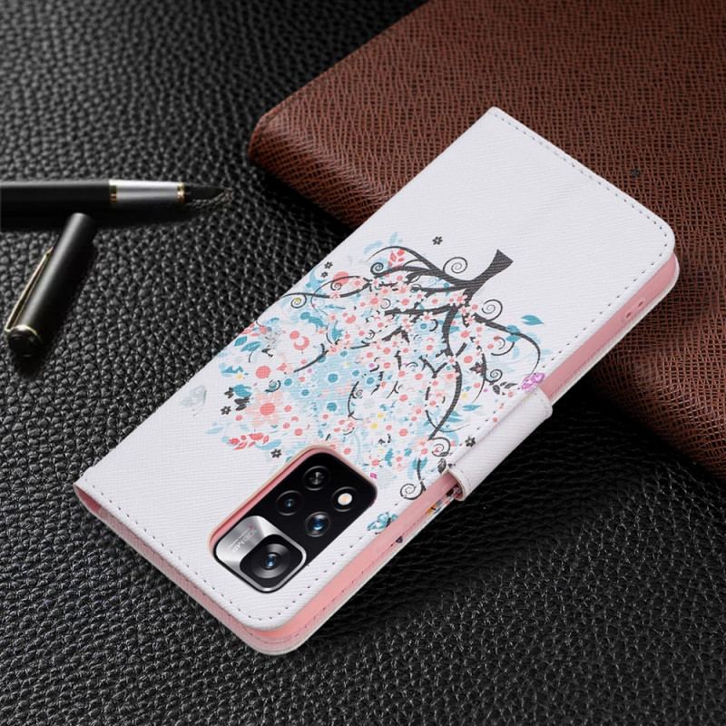 Capa De Couro Para Xiaomi Redmi Note 11 Pro Plus 5G Árvore Florida