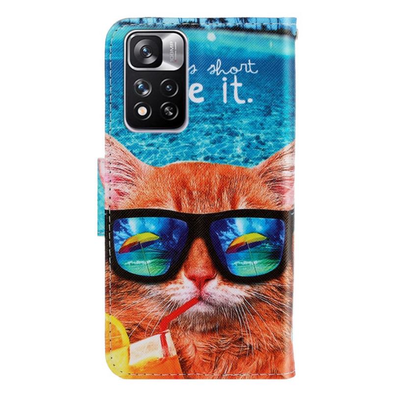 Capa De Couro Para Xiaomi Redmi Note 11 Pro Plus 5G De Cordão Viva Na Lanyard