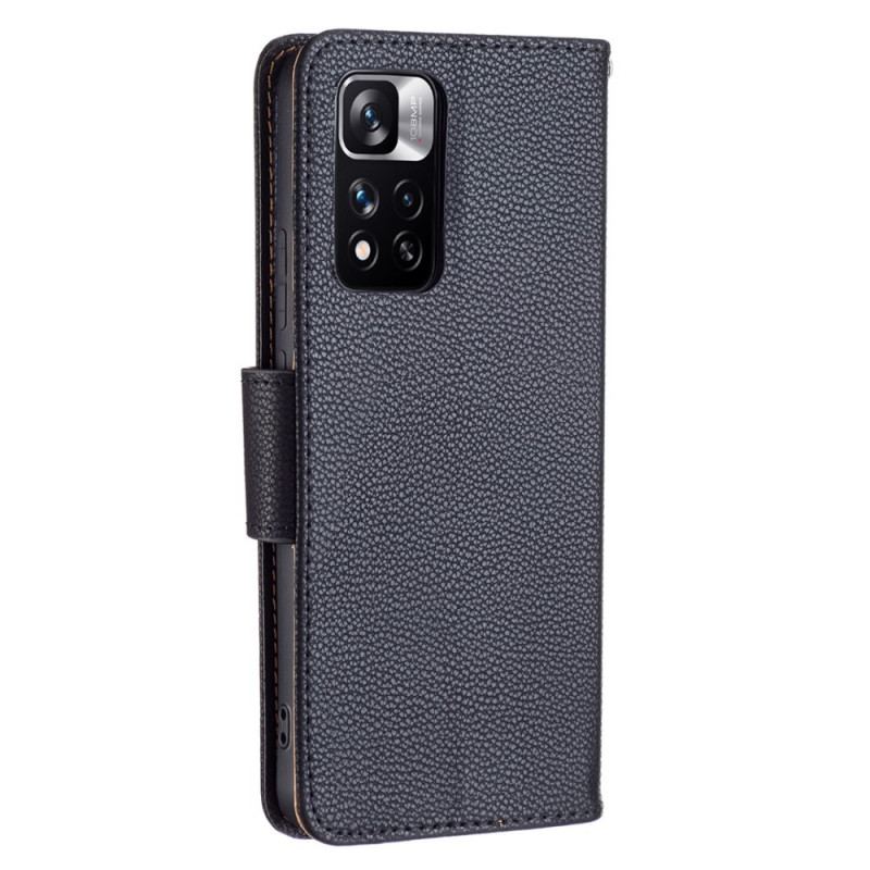 Capa De Couro Para Xiaomi Redmi Note 11 Pro Plus 5G Fecho Oblíquo De Lichia
