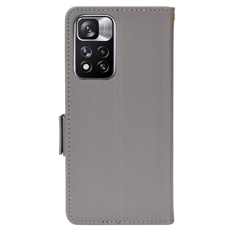 Capa De Couro Para Xiaomi Redmi Note 11 Pro Plus 5G Couro Sintético De Lichia Tradicional