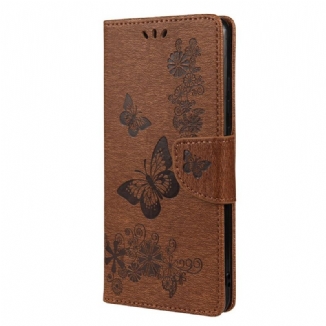 Capa Em Pele Para Xiaomi Redmi Note 11 Pro Plus 5G Borboletas