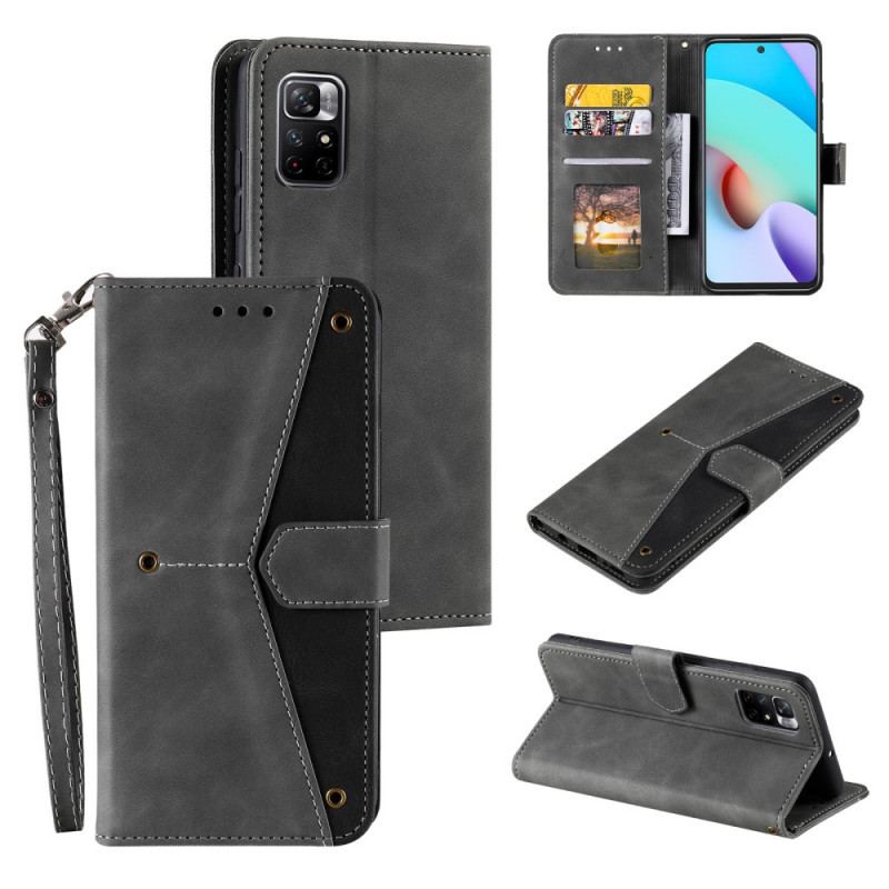 Capa Em Pele Para Xiaomi Redmi Note 11 Pro Plus 5G Costuras Com Toque De Pele