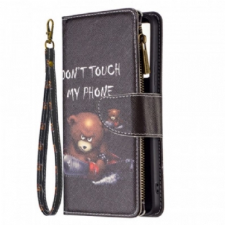 Capa Em Pele Para Xiaomi Redmi Note 11 Pro Plus 5G Urso De Bolso Com Zíper