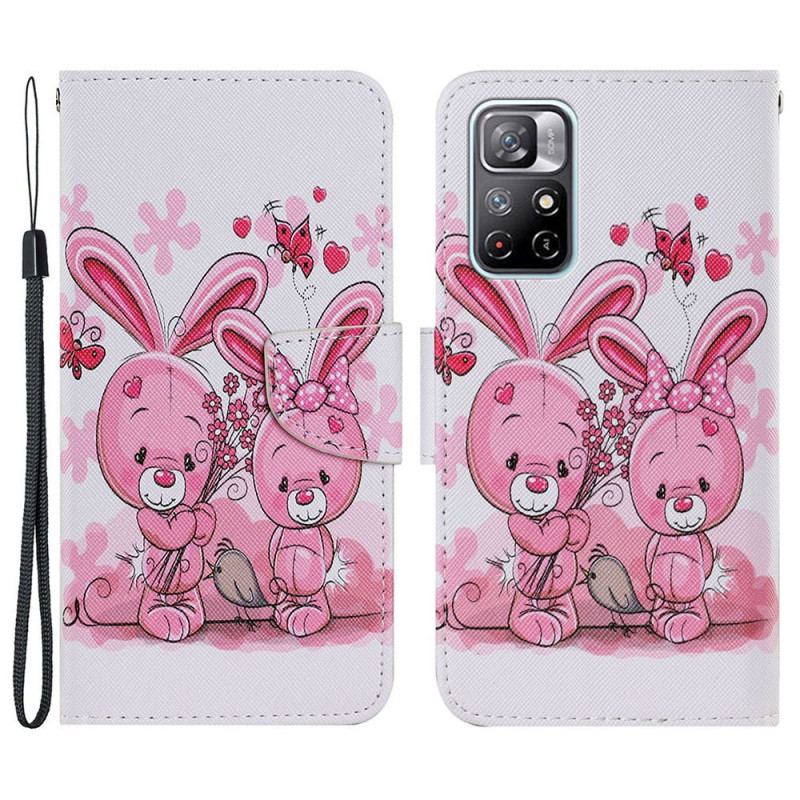 Capa Flip Para Xiaomi Redmi Note 11 Pro Plus 5G Coelhos