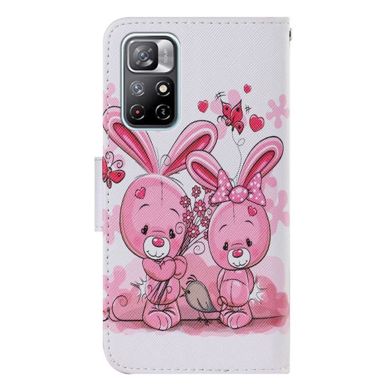Capa Flip Para Xiaomi Redmi Note 11 Pro Plus 5G Coelhos