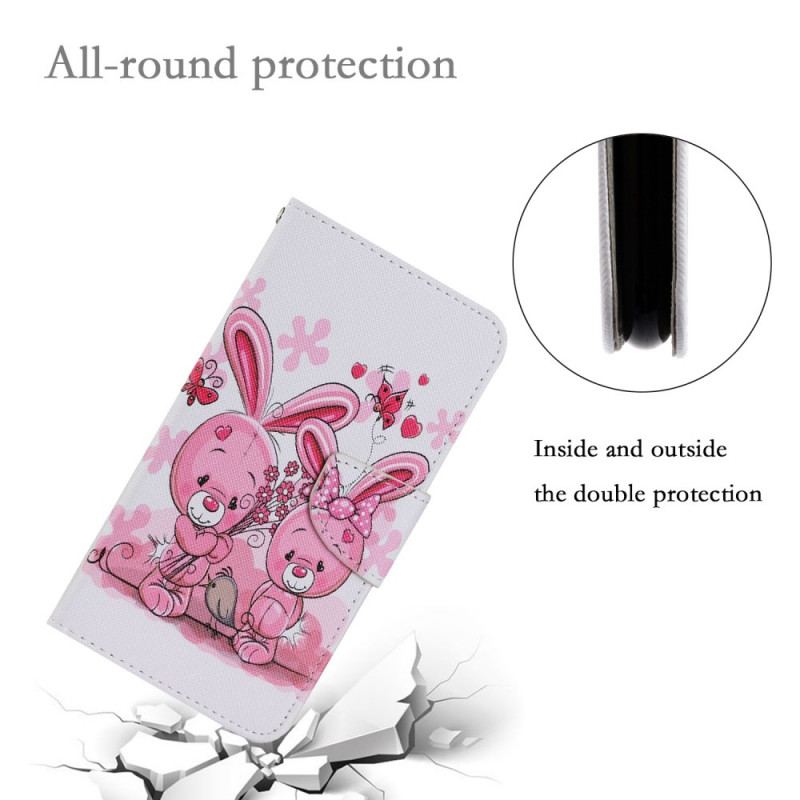Capa Flip Para Xiaomi Redmi Note 11 Pro Plus 5G Coelhos