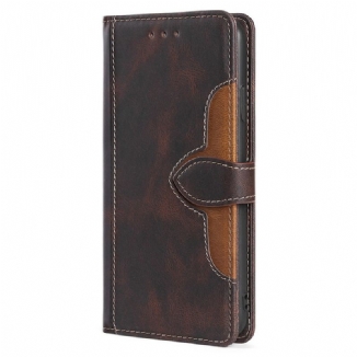 Capa Flip Para Xiaomi Redmi Note 11 Pro Plus 5G Couro Sintético Bicolor Estiloso
