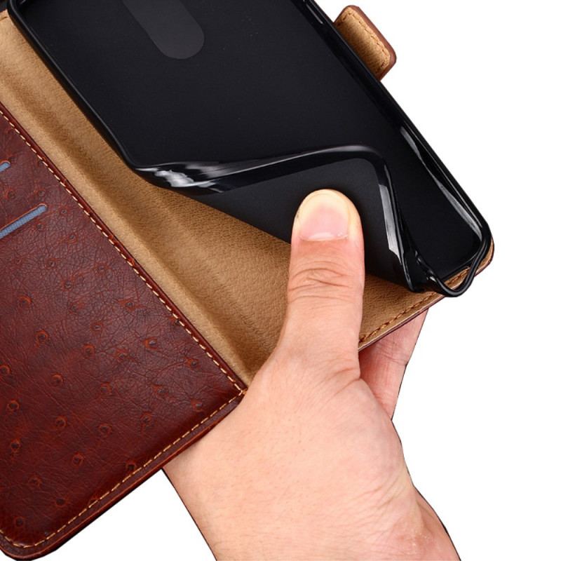 Capa Flip Para Xiaomi Redmi Note 11 Pro Plus 5G Textura De Pele De Avestruz