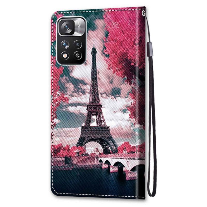 Capa Flip Para Xiaomi Redmi Note 11 Pro Plus 5G Torre Eiffel