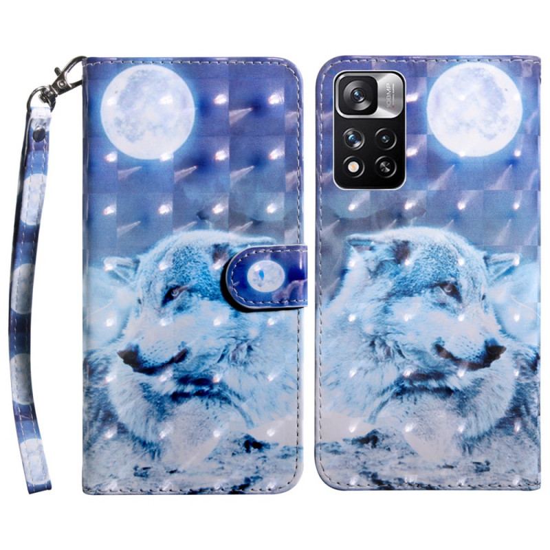 Capa Folio Para Xiaomi Redmi Note 11 Pro Plus 5G Aquarela Lobo