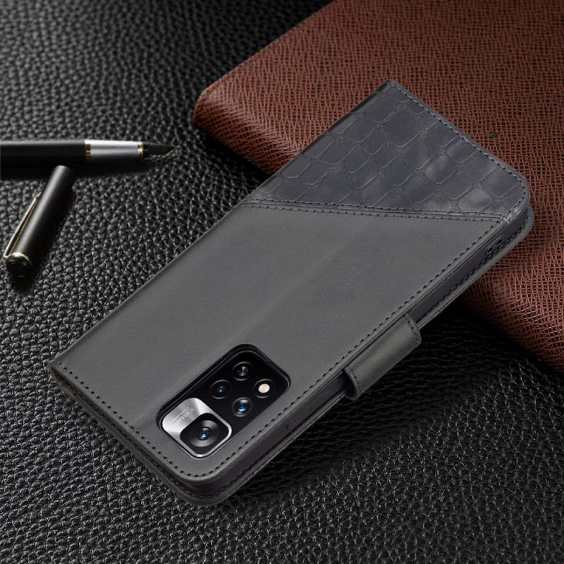 Capa Folio Para Xiaomi Redmi Note 11 Pro Plus 5G Estilo De Pele De Crocodilo Binfen Color