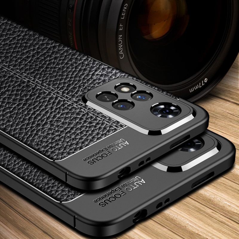 Capa Para Xiaomi Redmi Note 11 Pro Plus 5G Linha Dupla Efeito Couro Litchi
