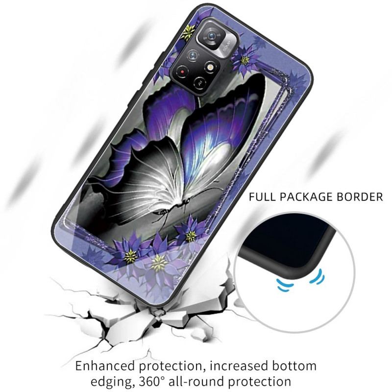 Capa Para Xiaomi Redmi Note 11 Pro Plus 5G Vidro Temperado Borboleta Roxa