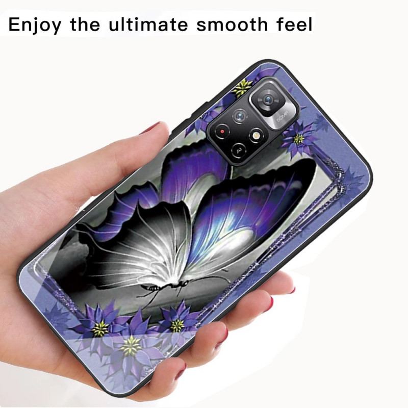 Capa Para Xiaomi Redmi Note 11 Pro Plus 5G Vidro Temperado Borboleta Roxa