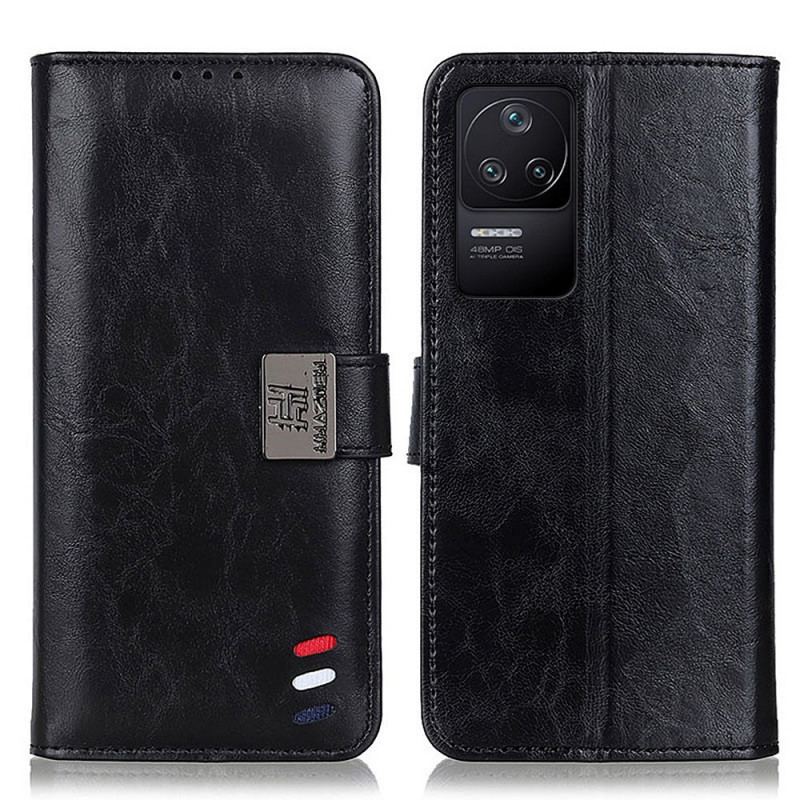 Capa Flip Para Poco F4 Efeito Couro Tricolor