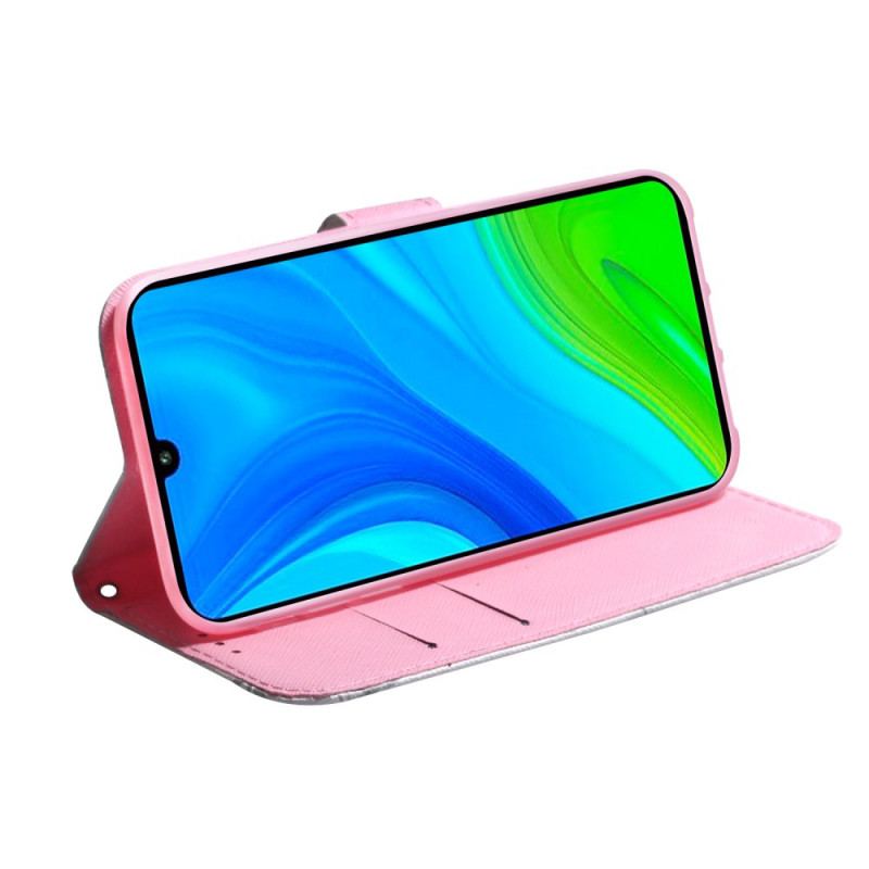 Capa Flip Para Poco F4 Flor Rosa Panda